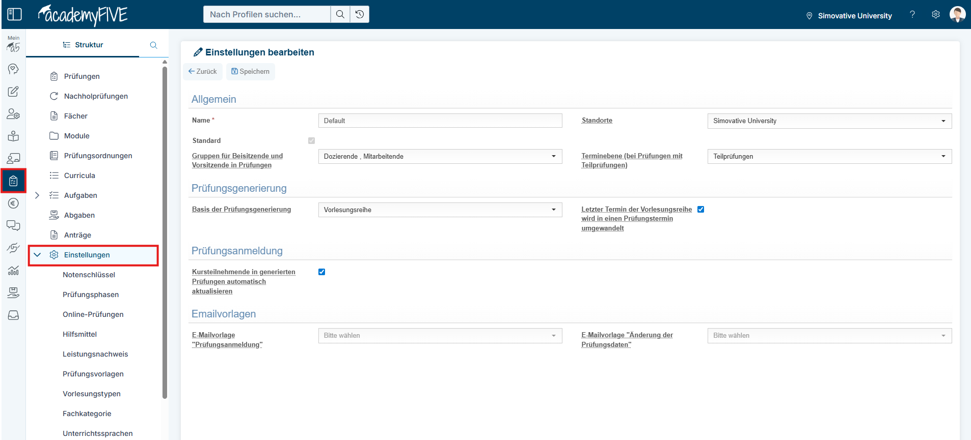grundlegende Einstellungen